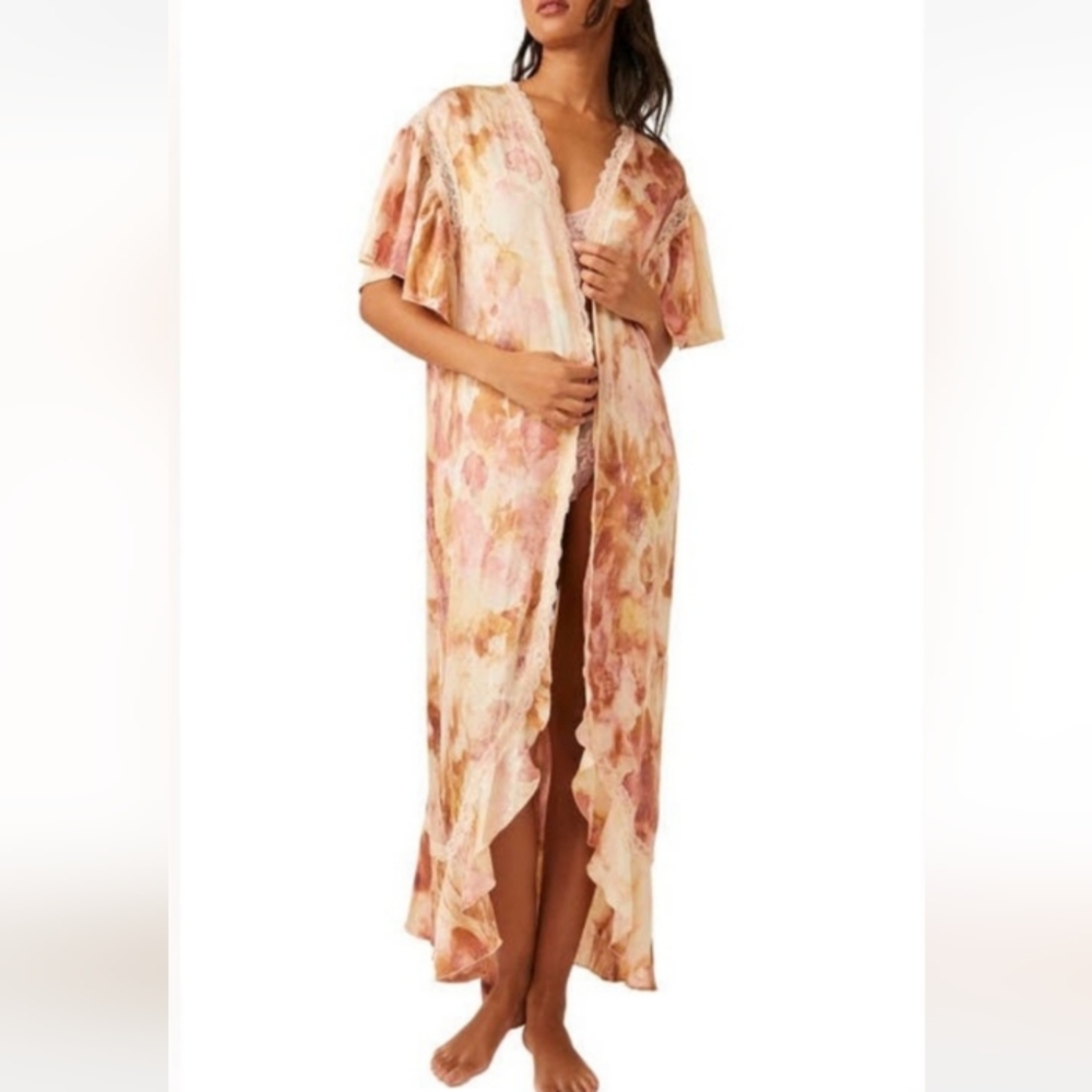 Free People Intimately Women's Moonbeams Washed Robe Size XSmall - Picture 4 of 11